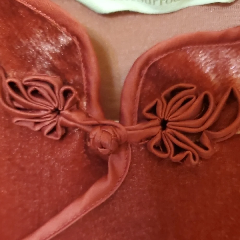 Soft Surroundings Maroon Velvet Like Mandarin Collar Tunic Medium
